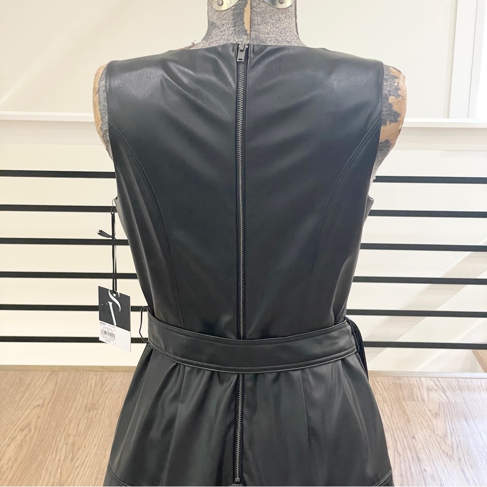 NWT XS XL  simply vera Vera Wang Black sleeveless faux leather dress - Picture 5 of 7